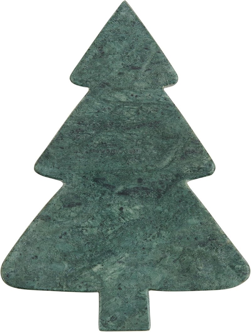 MudPie Tree Xmas Mini Marble Serving Boards, Approx 8" x 5", Green - Image 1